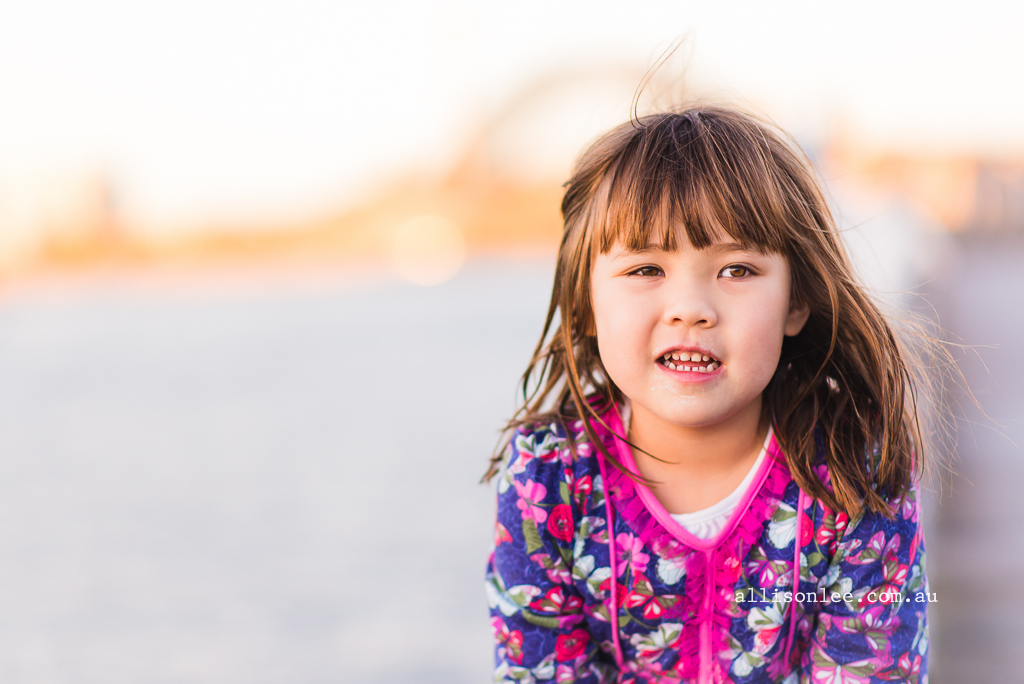 Portrait of girl with harbour bridge