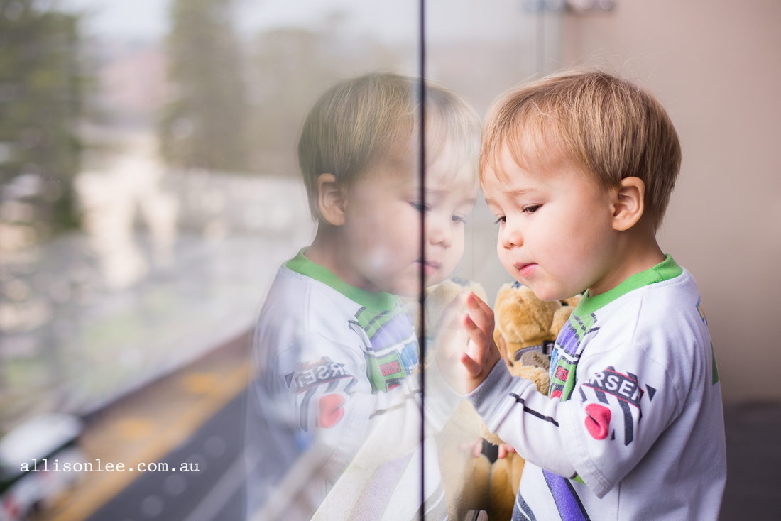 Two year old with reflection