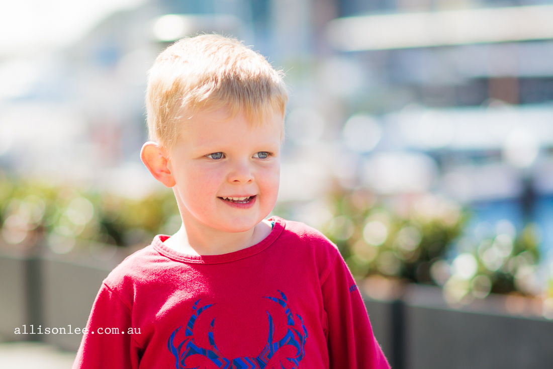 Blonde haired boy in Darling Harbour