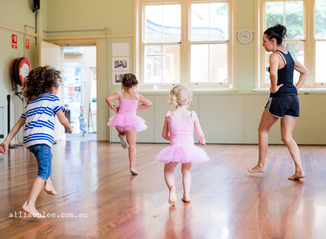 Preschool dance class with pink tutus