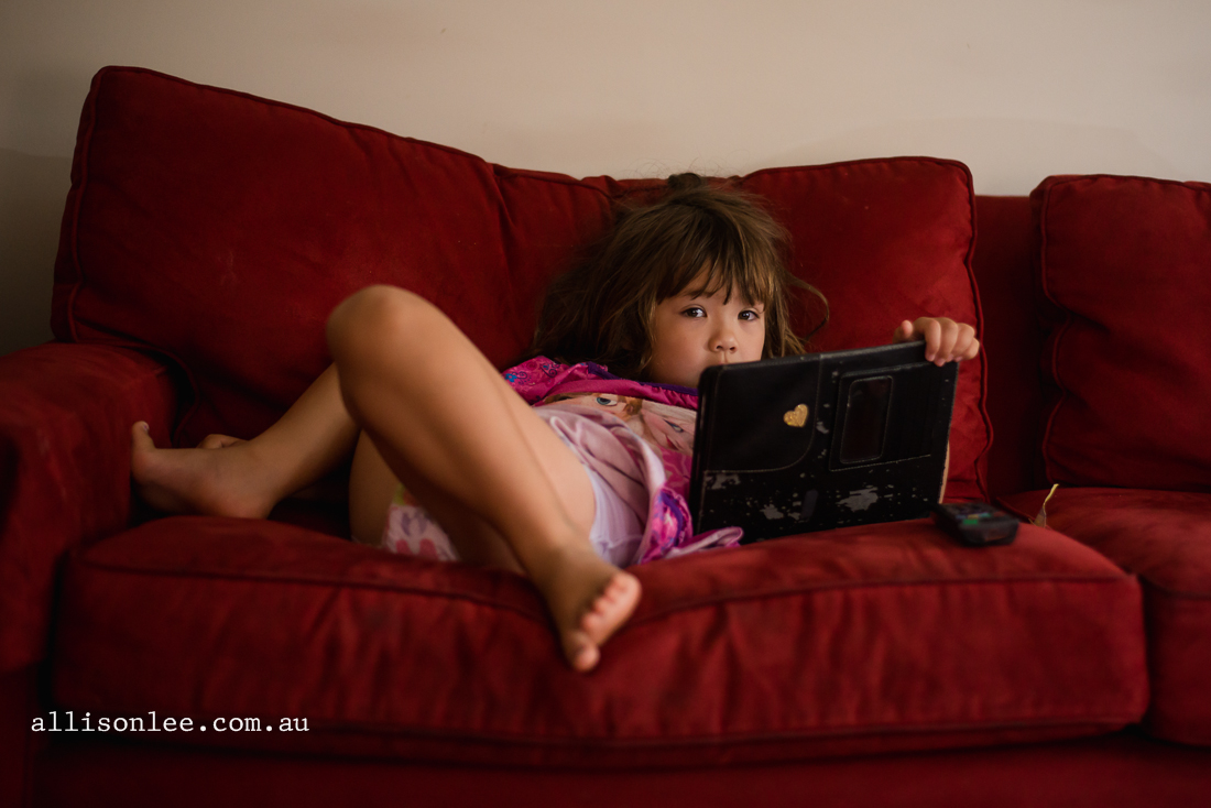 girl watching ipad