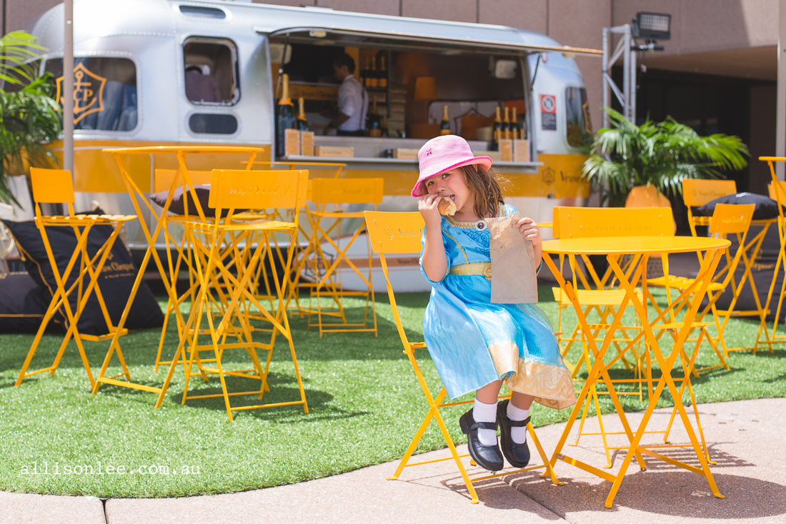 Gorgeous girl in Brave outfit at Veuve Cliquot airtream