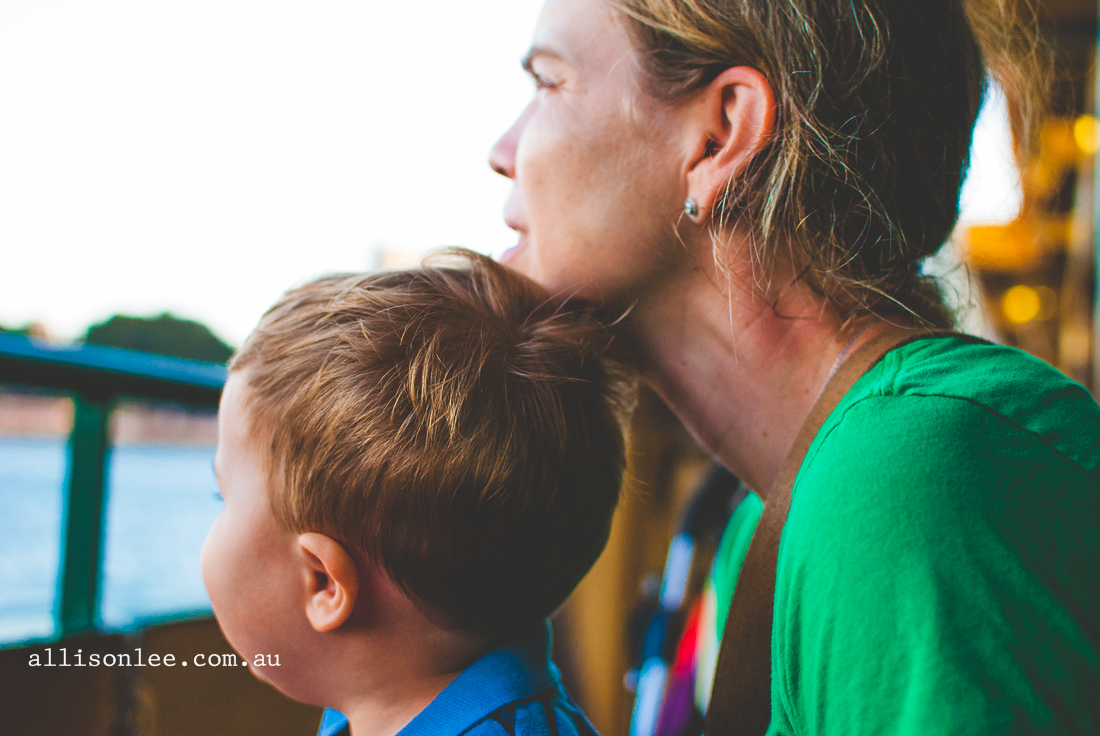 Mum and bub on the ferry to Manly