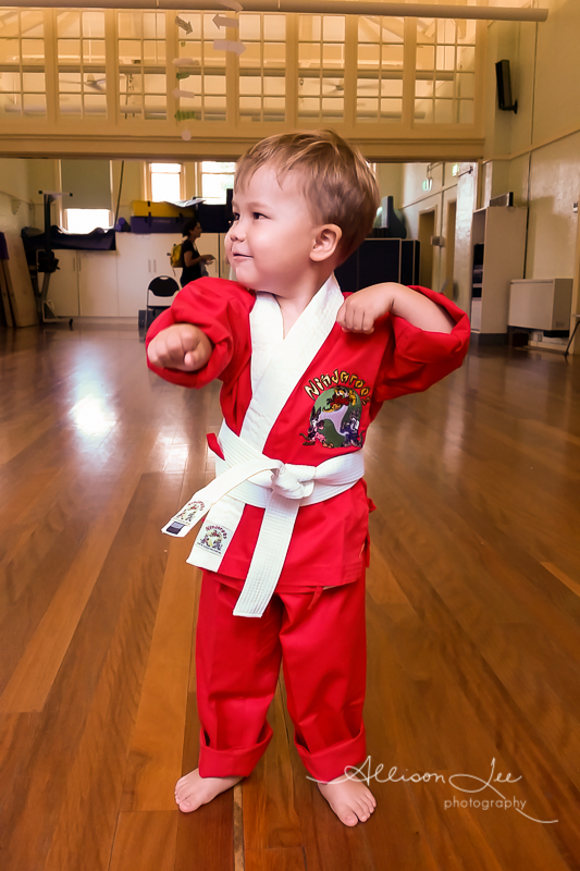 Little boy doing karate in Pymont at trifudojo
