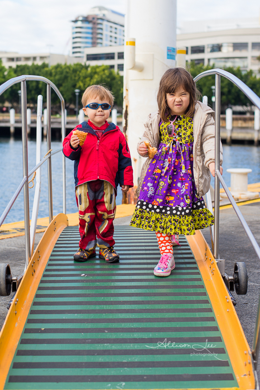 Kids waiting on Sydney Ferry