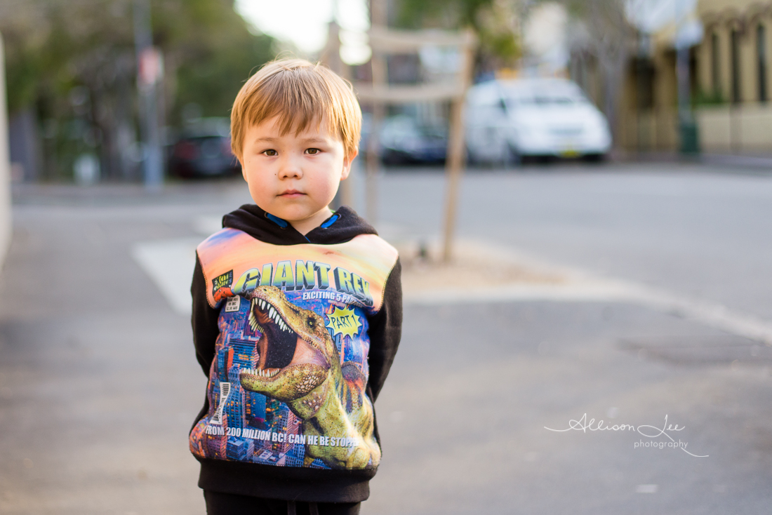 Little boy in Sydney at sunset