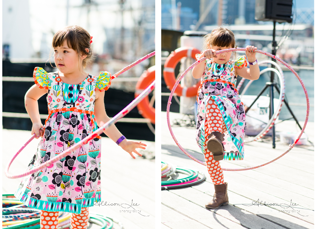 hoola hooping in darling harbour at the maritime museum