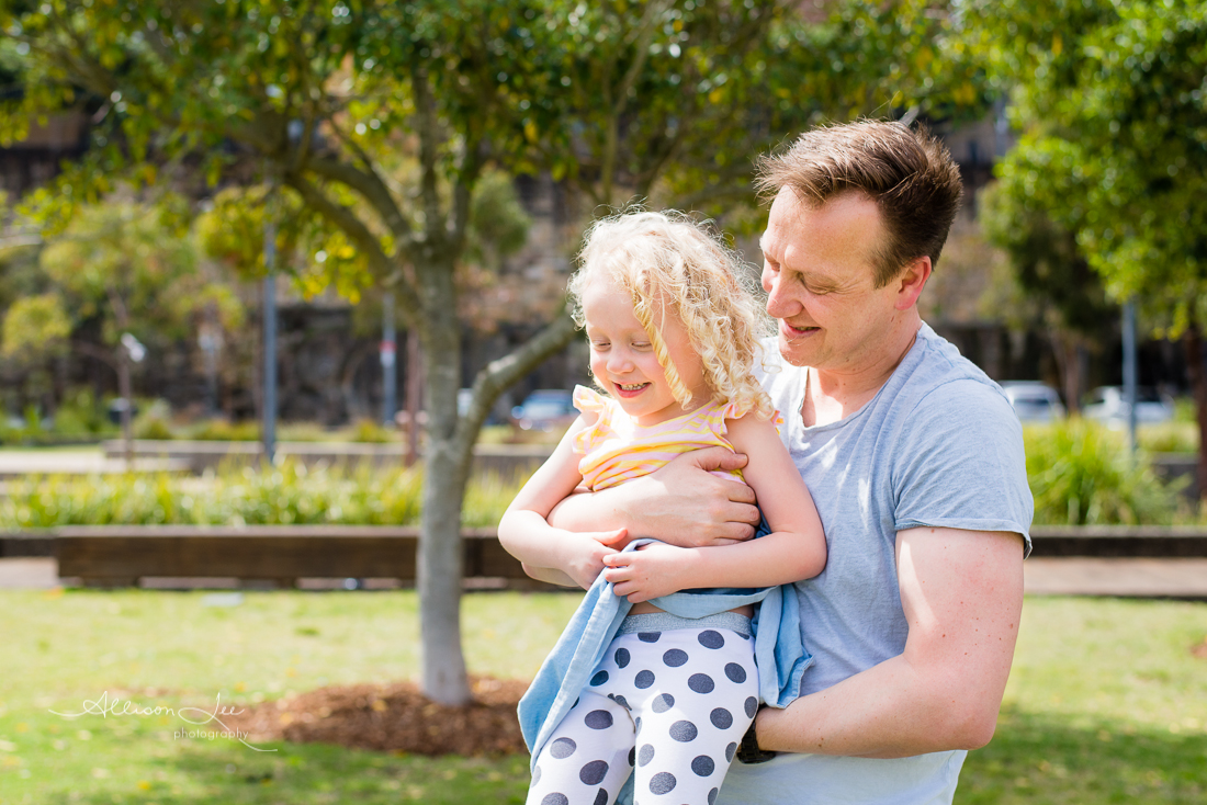 Portrait of dad and little girl in Sydney