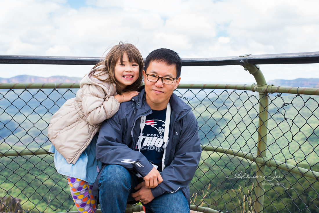 Father and daughter in the blue mountains portrait